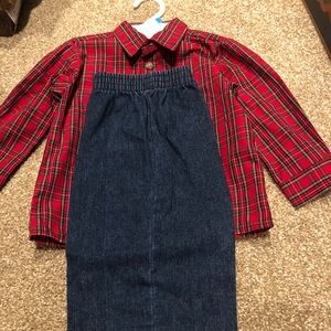 New Boys button up shirt and pants set